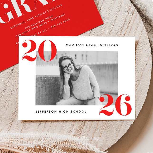 Convite Festa de formatura Vermelha Modern Bold 2025 (Criador carregado)