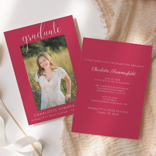 Convite Festa de formatura Vermelho e Branco da Foto