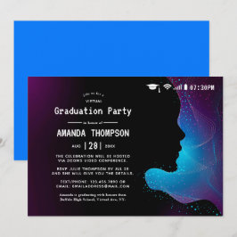 Convite Festa de formatura virtual brilhante futurística