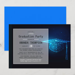 Convite Festa de formatura Virtual Futurística Azul
