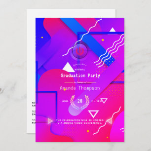 Convite Festa de formatura Virtual Geométrico Glow