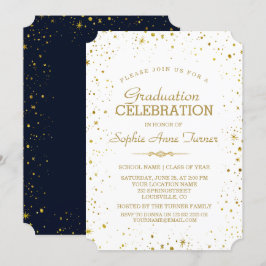Convite Festa de formatura Whimsical Dourado Sparkle Starr