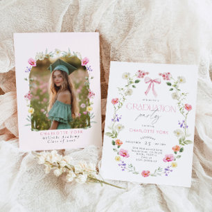 Convite Festa de formatura Wildlfower Laço Rosa