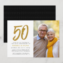 Festa de foto de aniversário de 50 anos dourada