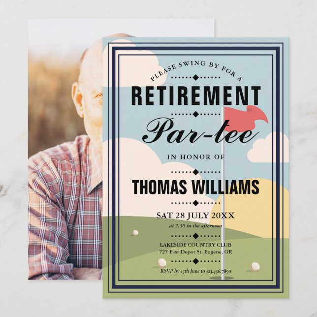 Convite Festa de Foto de Aposentadoria de Golfe (Frente/Verso)