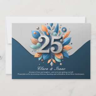Convite Festa de Foto Floral de Bodas de Prata de 25 Anos
