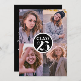 Convite Festa de Foto Mínima de Graduação Preta Simples