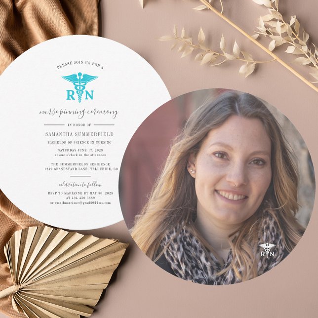 Convite Festa de Fotografia da Cerimônia de Pinning de Enf (Nurse Pinning Ceremony Photo Graduation Invitation 2024)