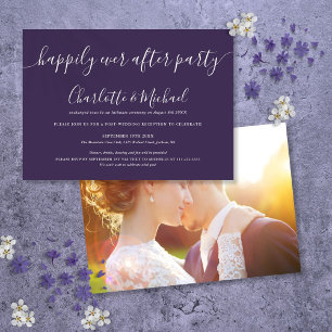 Convite Festa de Fotografia de Casamento Purple Happily Ev