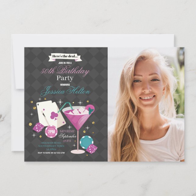 Convite Festa de Fotografias do Casino Dice de Aniversário (Frente)