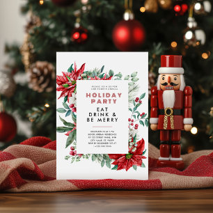 Convite Festa de Frame de Poinsettia no Natal