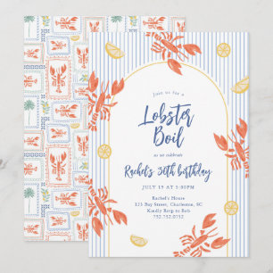 Convite Festa de frutos do mar fervura de lagosta listras 