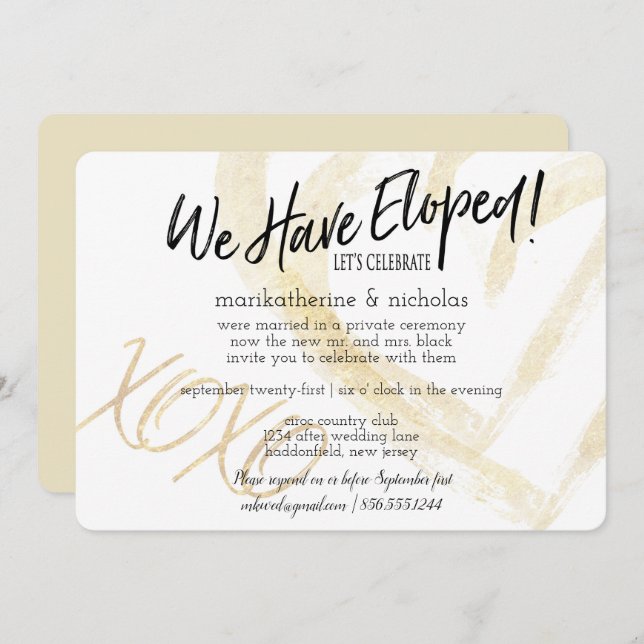 Convite Festa de Fuga de Abraços, Beijos e Corações (Frente/Verso)