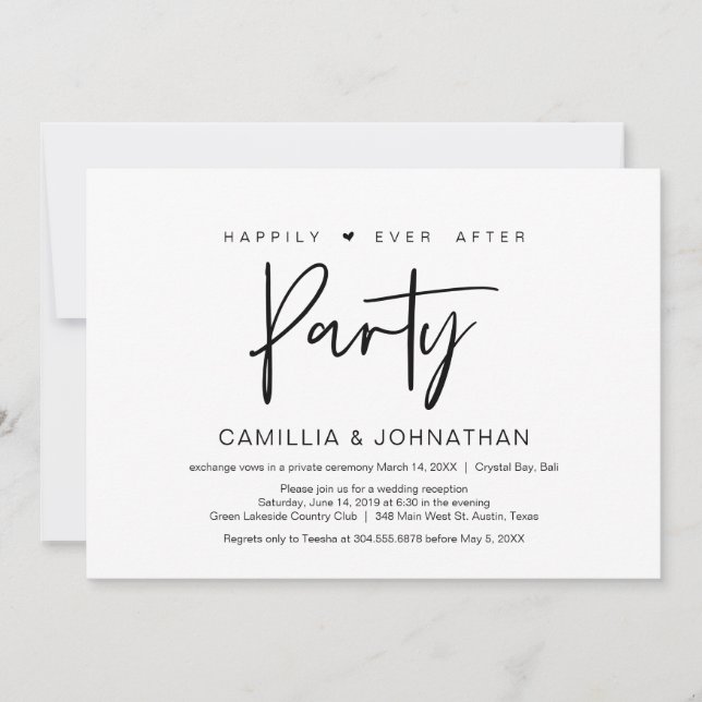 Convite Festa de fuga para sempre feliz, Casual (Frente)