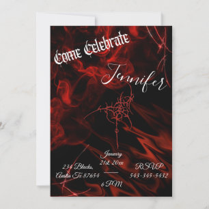 Convite Festa de fumaça preta vermelha gótica escura alter