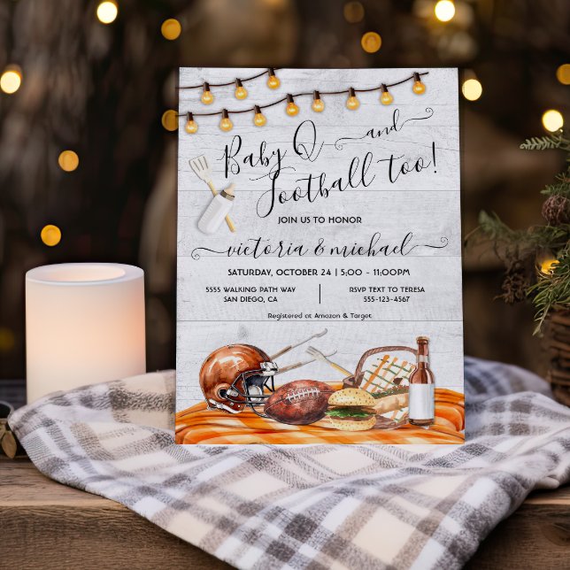 Convite Festa de futebol em casa ou Chá Tailgate Baby Q (Criador carregado)