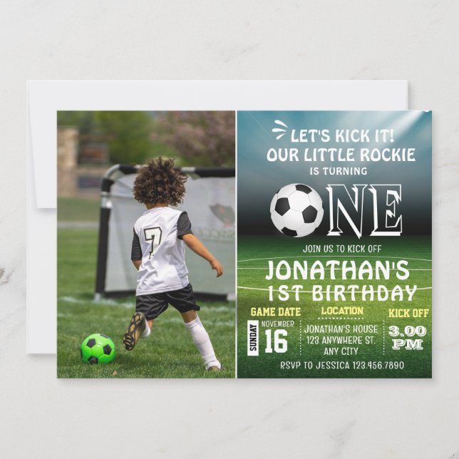 Convite Festa de Futebol Infantil de 1º Aniversário (Frente)