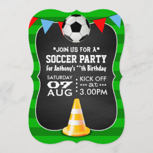 Convite Festa de Futebol ou Soccer no Quadro Negro