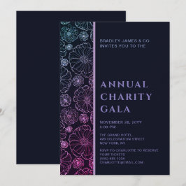 Convite Festa de Gala de Elegante Blue Botanic Charity Eve