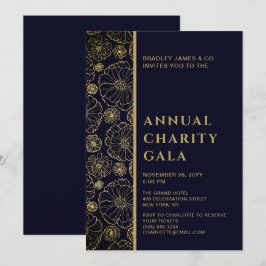 Convite Festa de Gala de Elegante Blue Botanic Charity Eve