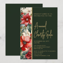 Convite Festa de Gala do Elegante Red Green Floral Charly