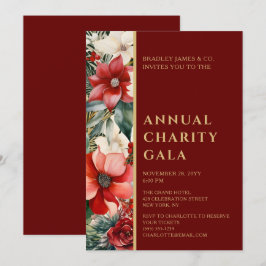 Convite Festa de Gala do Elegante Red Green Floral Charly