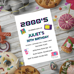 Convite Festa de gala dos anos 2000 em branco de 30 anos d
