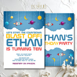 Convite Festa de Galáxia Cósmica de Aniversário do Espaço 
