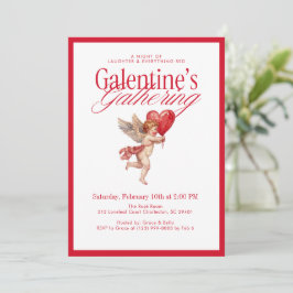 Convite Festa de Galentine do Cupido Vintage