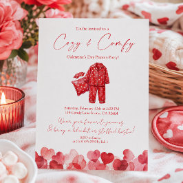 Convite Festa de Galentine’s de pijama aconchegante e conf