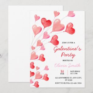 Convite FESTA DE GALENTINES DAY COM BALÕES DE Aquarela