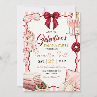 Convite Festa de Galentine's de Tema Spa com Pijamas