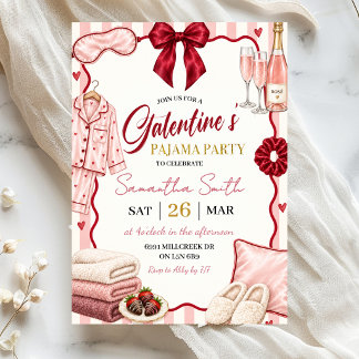 Convite Festa de Galentine's de Tema Spa com Pijamas
