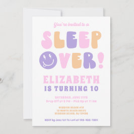 Convite Festa de Garotas Retrô para Dormir