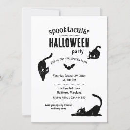 Convite Festa de Gatos Pretos de Halloween Espetacular