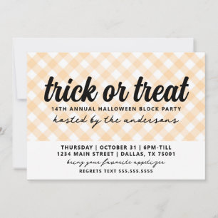 Convite Festa de Gingham do Halloween