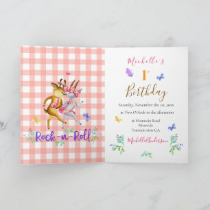 Convite Festa de Gingham Vermelho Waltzing Forest Deer Wal