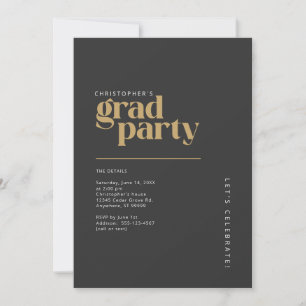 Convite Festa de Graduação 2026 Moderna Carvão Dourado