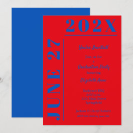 Convite Festa de Graduação Azul e Carmesim