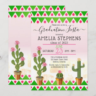 Convite Festa de Graduação Boho Chic Cactus