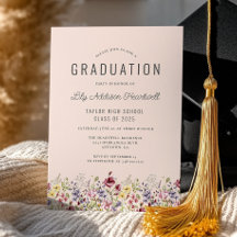 Festa de Graduação Boho Wildflowers Blush Rosa