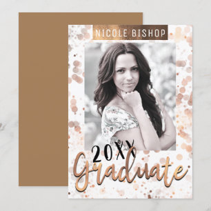 Convite Festa de Graduação Bronze Dourado Foto de Graduado