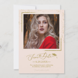 Convite Festa de Graduação Chic Script Save The Date Doura