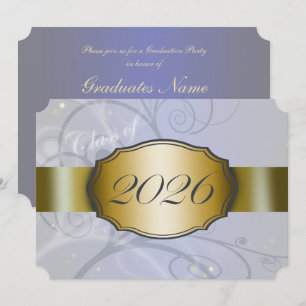 Convite Festa de Graduação Colheita Azul Céu e Dourado 202