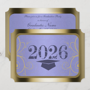 Convite Festa de Graduação Colheita Azul Céu/Quadro Dourad