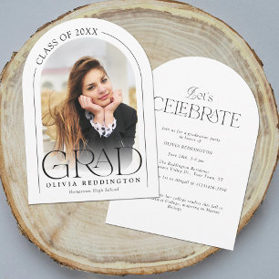 Convite Festa de Graduação com Arco de Foto Minimalista Mo