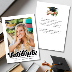Convite Festa de Graduação com Foto em Estilo Retrô