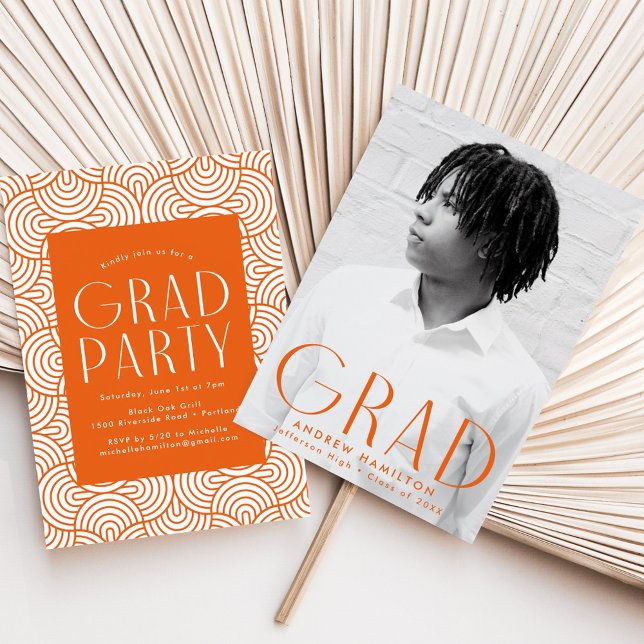 Convite Festa de Graduação com Foto Laranja de Simplicidad (Criador carregado)