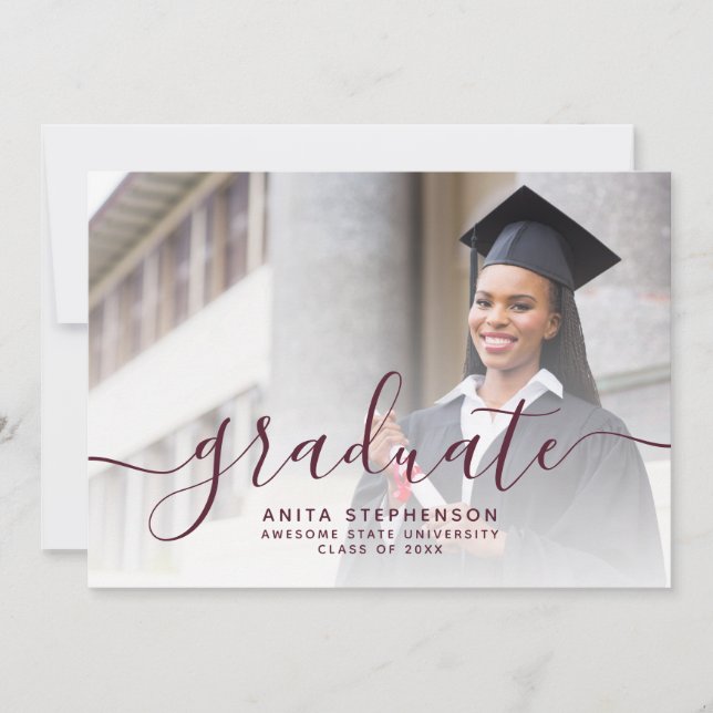 Convite Festa de Graduação com Foto Personalizada em Scrip (Frente)