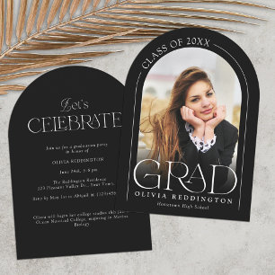 Convite Festa de Graduação com Foto Preto e Branco Moderna
